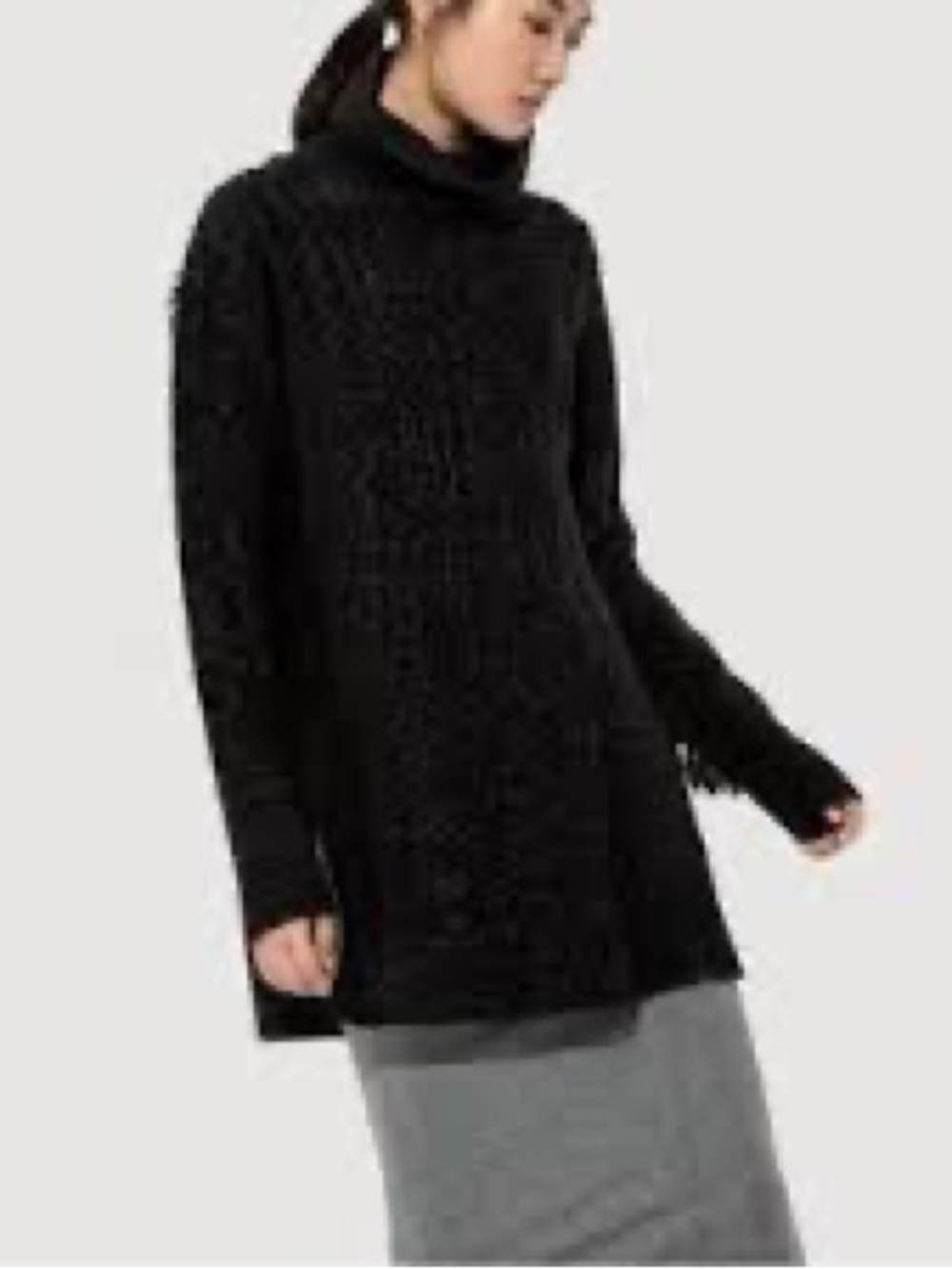 Kit and Ace Black Cable-Knit Turtleneck Sweater